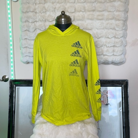 Adidas hooded long sleeve t-shirt for youth but can be warn by women size small - Picture 1 of 8